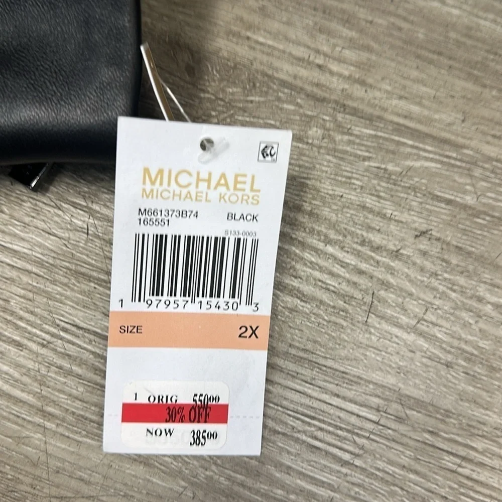 MICHAEL Michael Kors Petite Asymmetric Leather Moto Coat